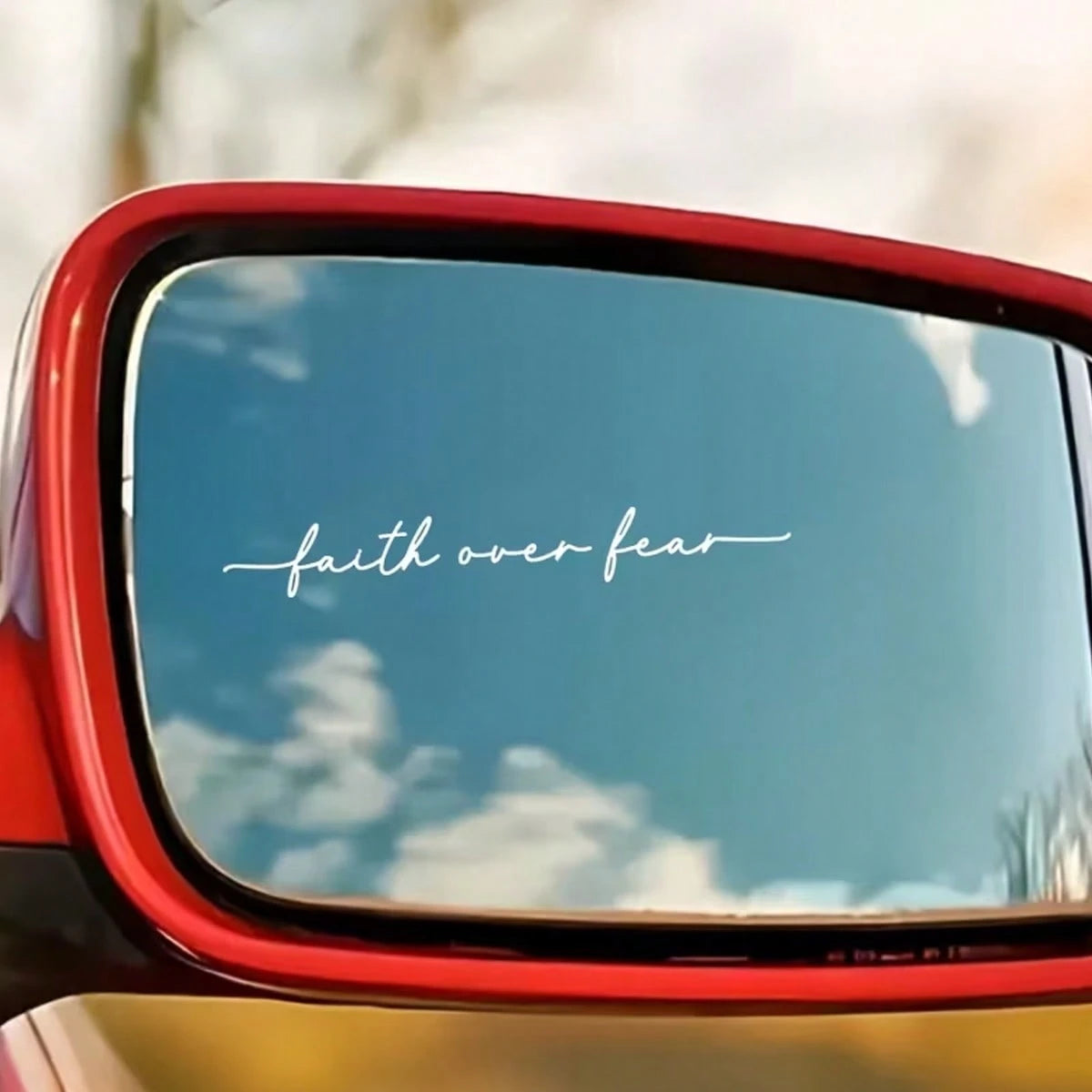 Faith Is Stronger Than Fear. Suitable For Car Rearview Mirror, Water Bottle, Mirror, Car Interior Decoration Sticker, Car Accessories Car Rearview Mirror Sticker