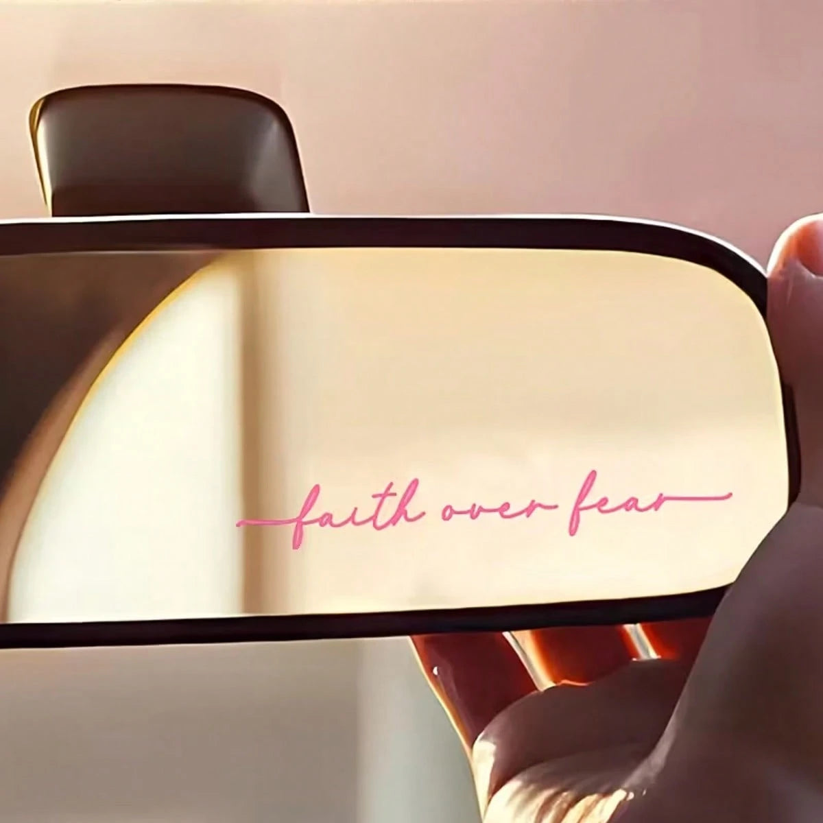 Faith Is Stronger Than Fear. Suitable For Car Rearview Mirror, Water Bottle, Mirror, Car Interior Decoration Sticker, Car Accessories Car Rearview Mirror Sticker
