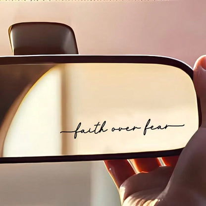 Faith Is Stronger Than Fear. Suitable For Car Rearview Mirror, Water Bottle, Mirror, Car Interior Decoration Sticker, Car Accessories Car Rearview Mirror Sticker