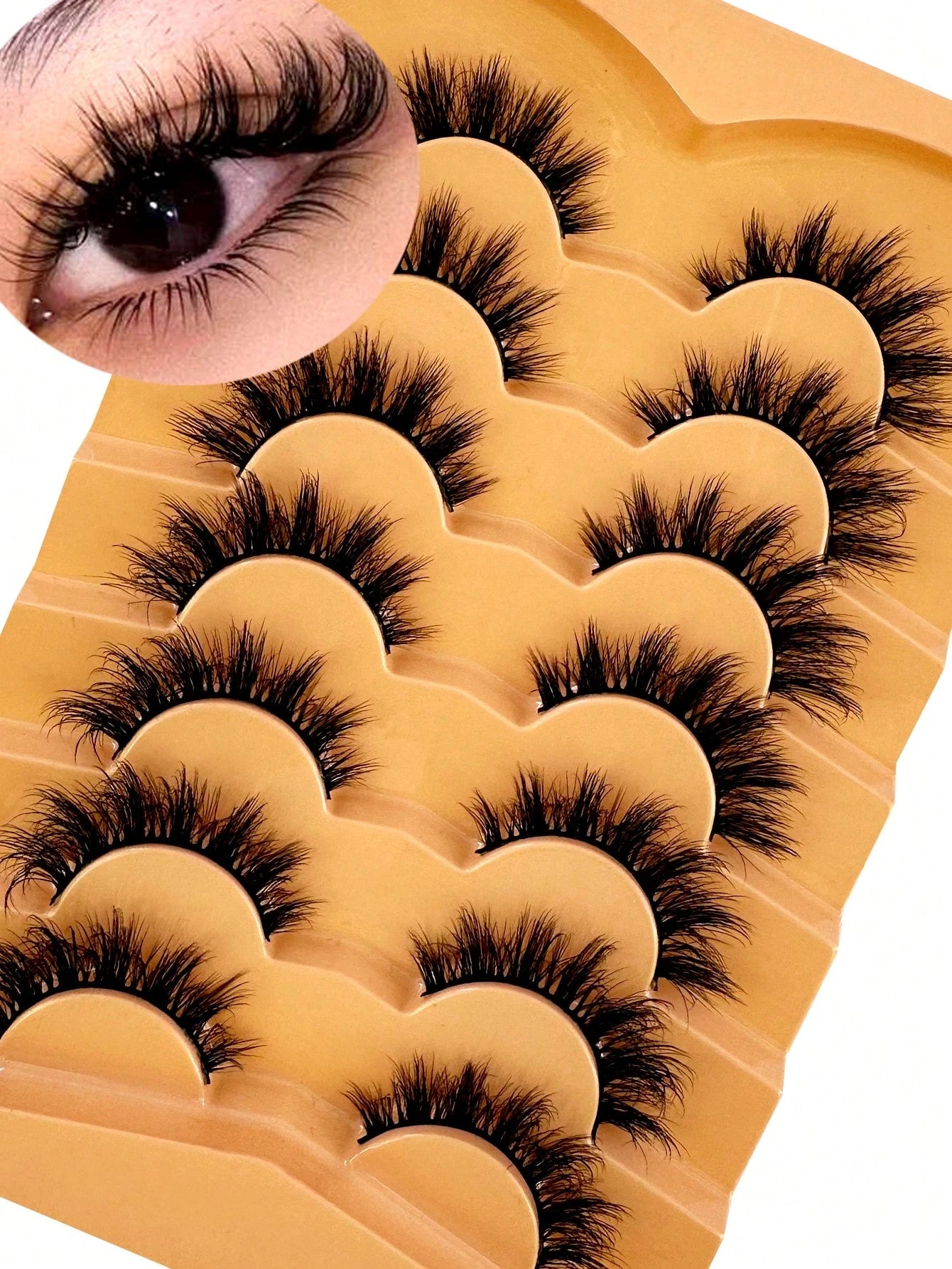 False Eyelashes Wispy Lashes Natural Look Fake Eyelashes Cat Eye Lashes Mink Fluffy Strip False Lashes Fox Eye Lashes Pack 7 Pairs Strip Lashes,Lashes,Eyelashes,Fake Lashes