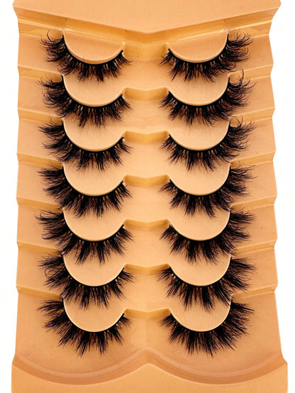 False Eyelashes Wispy Lashes Natural Look Fake Eyelashes Cat Eye Lashes Mink Fluffy Strip False Lashes Fox Eye Lashes Pack 7 Pairs Strip Lashes,Lashes,Eyelashes,Fake Lashes