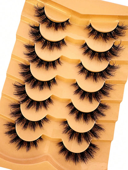 False Eyelashes Wispy Lashes Natural Look Fake Eyelashes Cat Eye Lashes Mink Fluffy Strip False Lashes Fox Eye Lashes Pack 7 Pairs Strip Lashes,Lashes,Eyelashes,Fake Lashes
