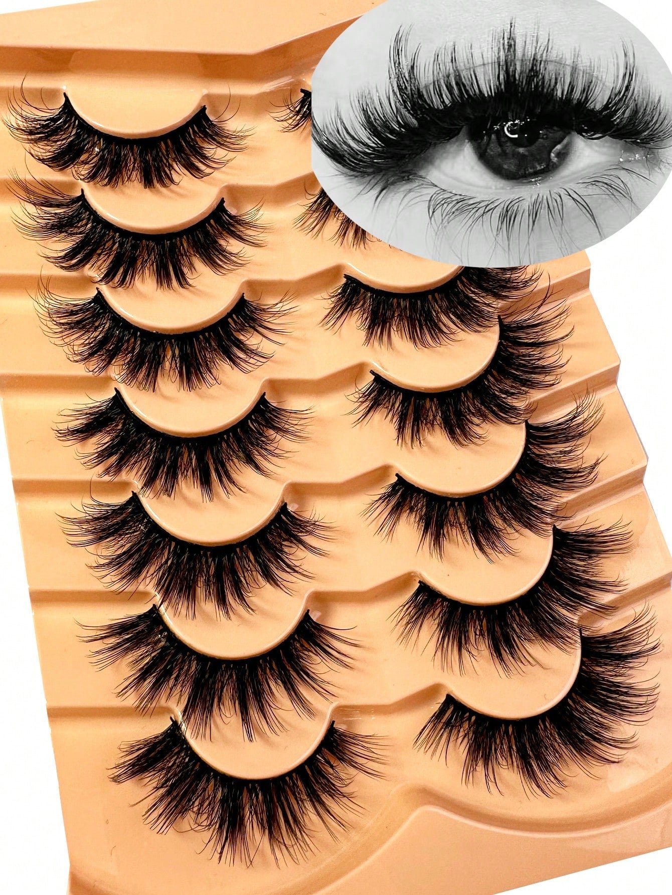 False Eyelashes Wispy Lashes Natural Look Fake Eyelashes Cat Eye Lashes Mink Fluffy Strip False Lashes Fox Eye Lashes Pack 7 Pairs Strip Lashes,Lashes,Eyelashes,Fake Lashes