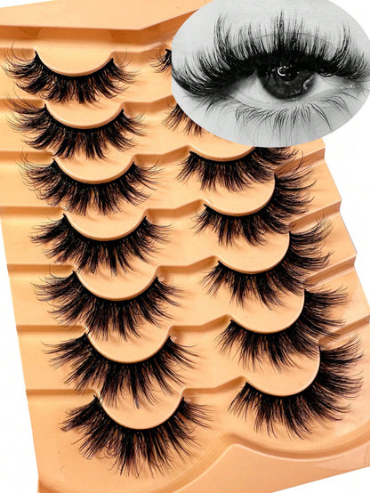 False Eyelashes Wispy Lashes Natural Look Fake Eyelashes Cat Eye Lashes Mink Fluffy Strip False Lashes Fox Eye Lashes Pack 7 Pairs Strip Lashes,Lashes,Eyelashes,Fake Lashes