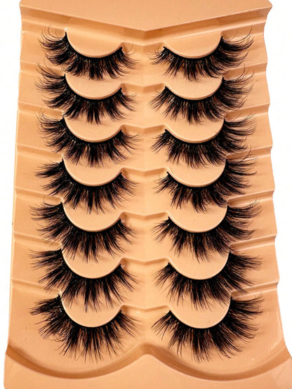 False Eyelashes Wispy Lashes Natural Look Fake Eyelashes Cat Eye Lashes Mink Fluffy Strip False Lashes Fox Eye Lashes Pack 7 Pairs Strip Lashes,Lashes,Eyelashes,Fake Lashes