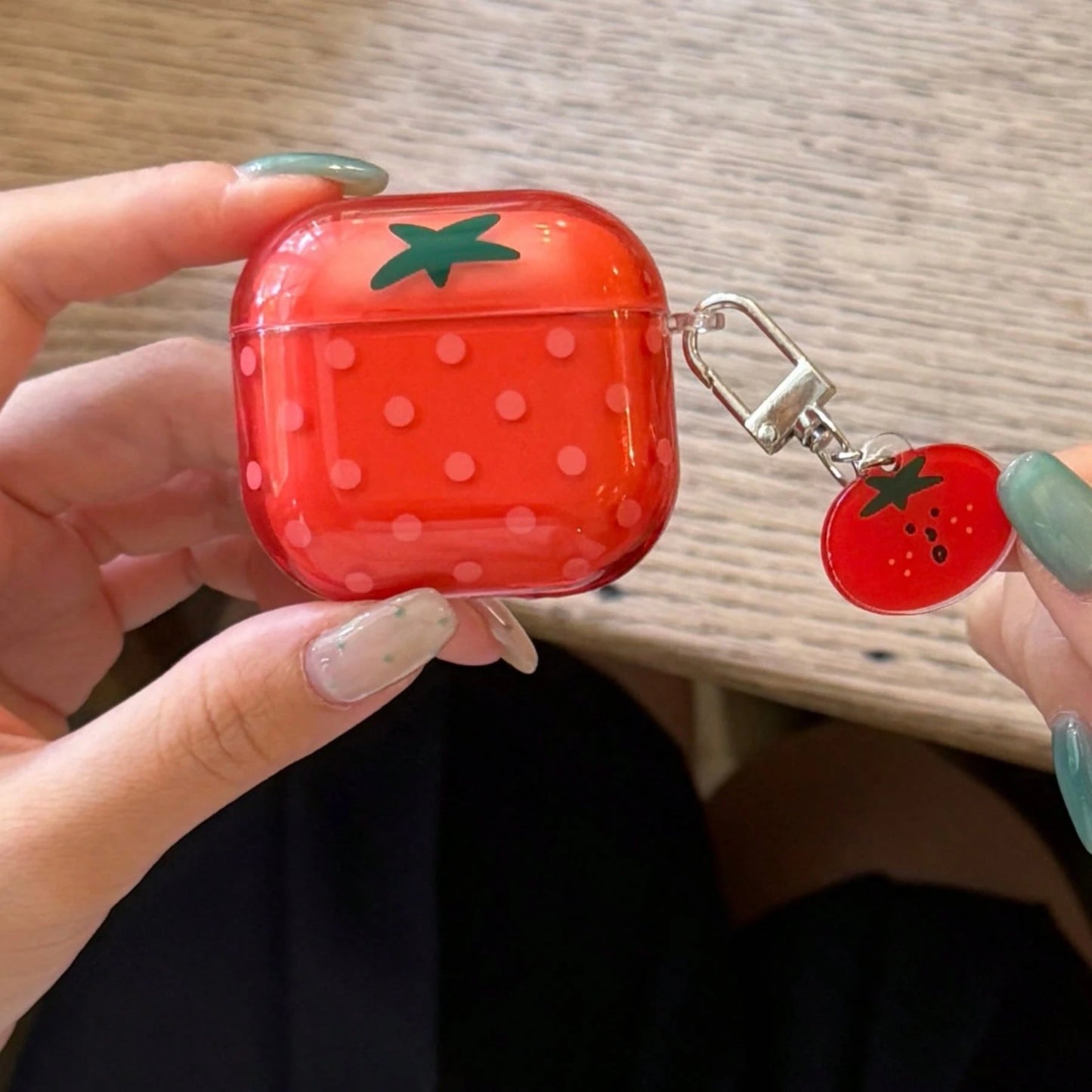 Fashion Creative 4-Color Transparent Polka Dot Fruit Pendant Earphone Case Compatible With AirPods 4, Cute Earphone Cover For Apple 2, 3, New Protective Case With Pendant For AirPods Pro 3, Korean Sty