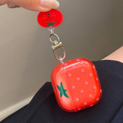 Fashion Creative 4-Color Transparent Polka Dot Fruit Pendant Earphone Case Compatible With AirPods 4, Cute Earphone Cover For Apple 2, 3, New Protective Case With Pendant For AirPods Pro 3, Korean Sty