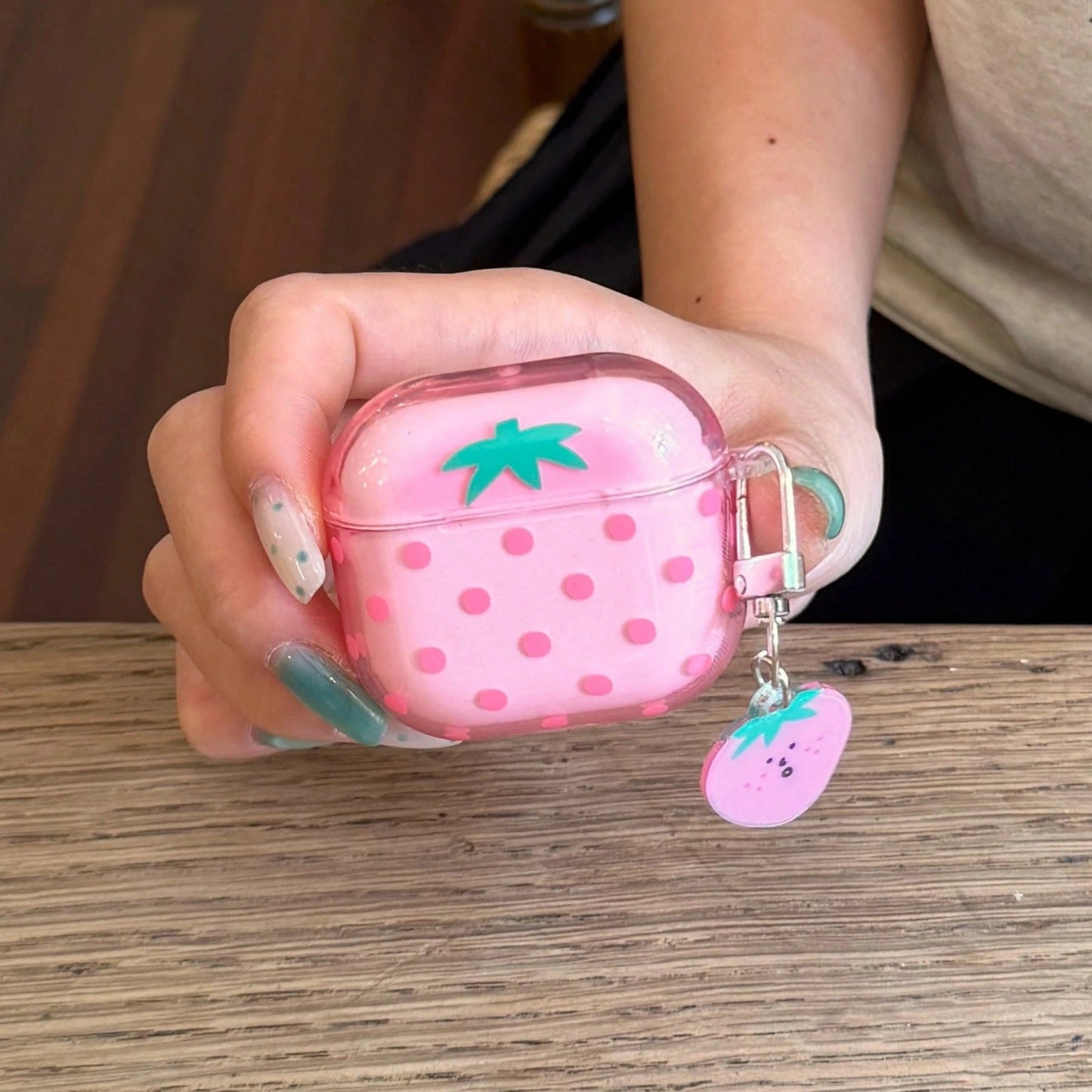 Fashion Creative 4-Color Transparent Polka Dot Fruit Pendant Earphone Case Compatible With AirPods 4, Cute Earphone Cover For Apple 2, 3, New Protective Case With Pendant For AirPods Pro 3, Korean Sty