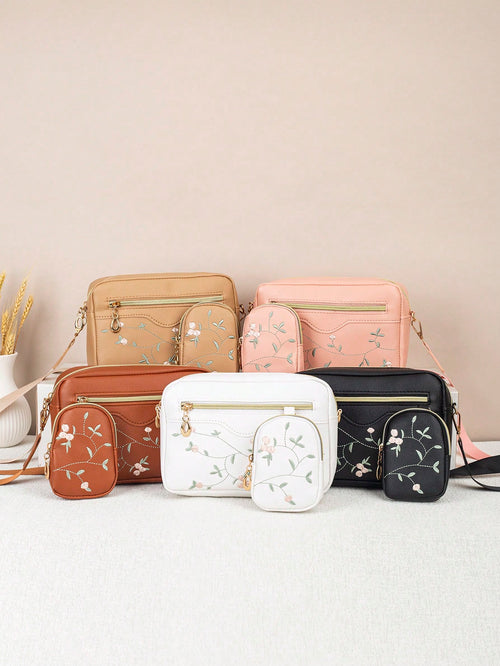 Fashion Embroidered Camera Bag Mother-Daughter Set 2026 New Casual Korean Style Textured Versatile Crossbody Bag For Women