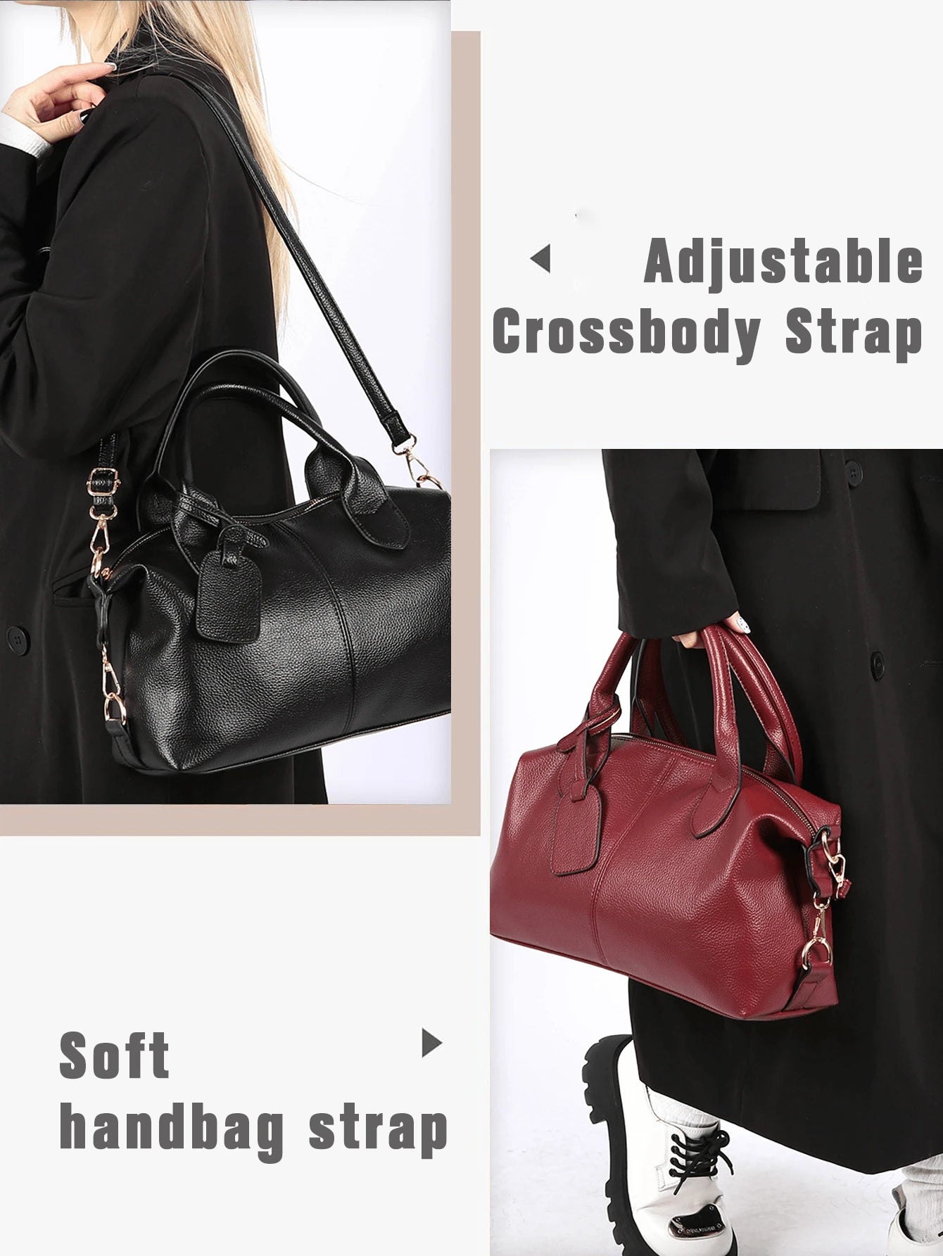 Fashion Large Crossbody Bag For Women Pu Leather Handbag Water Resistant Tote Bag Neutral Travel Bag For Commuting Gym Travel Essential Graduation
