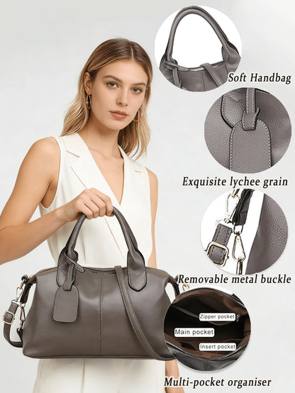 Fashion Large Crossbody Bag For Women Pu Leather Handbag Water Resistant Tote Bag Neutral Travel Bag For Commuting Gym Travel Essential Graduation