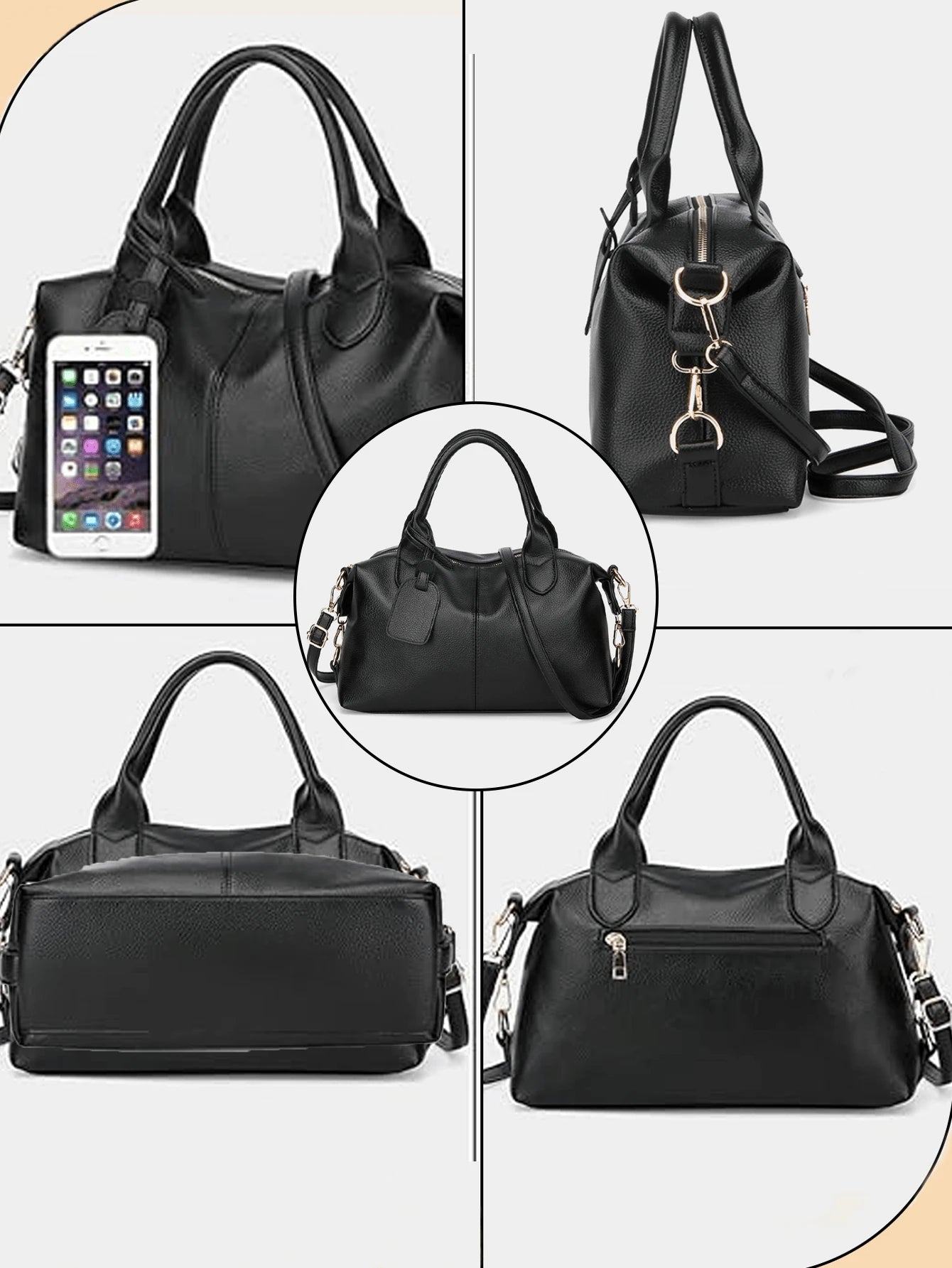 Fashion Large Crossbody Bag For Women Pu Leather Handbag Water Resistant Tote Bag Neutral Travel Bag For Commuting Gym Travel Essential Graduation