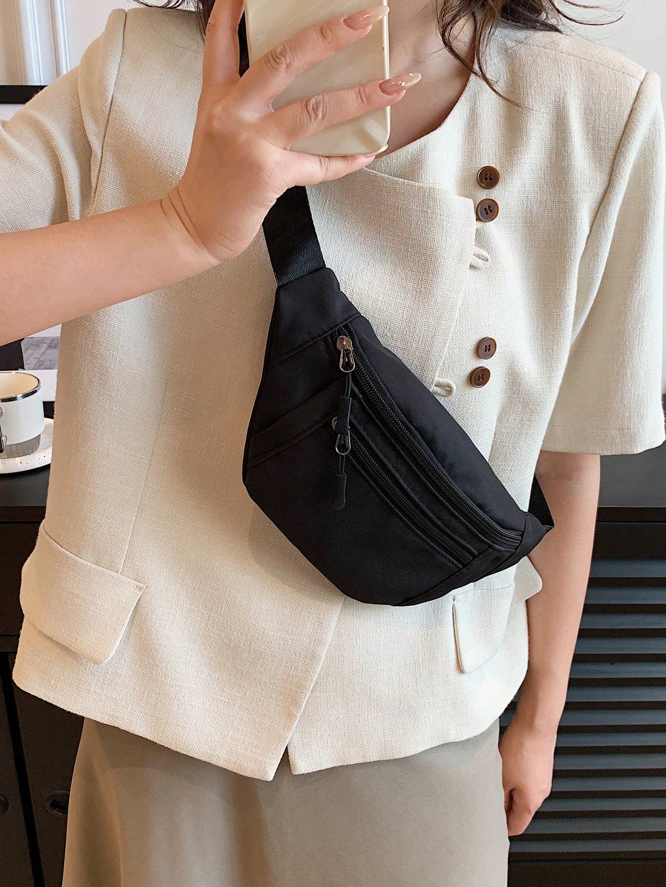 Fashion Versatile Solid Color Sports Waist Bag/Fanny Pack For Women