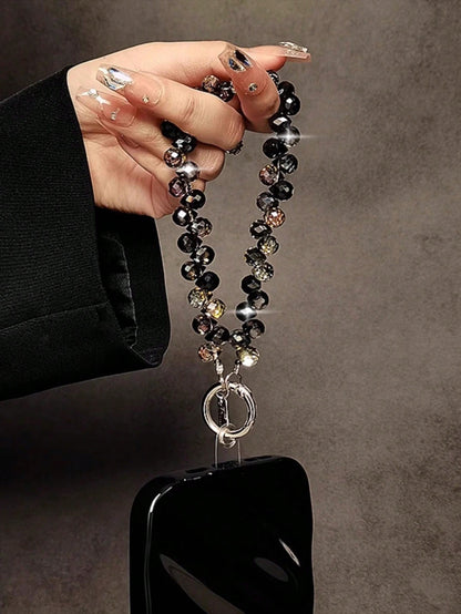 Fashionable Beaded Phone Wrist Strap, Universal Fit For All Smartphones, Luxury Beaded Decoration With Finger Ring Stand Gifts For Mother, Family, Friends, Birthday, Holiday Phone Charm, Phone Chain