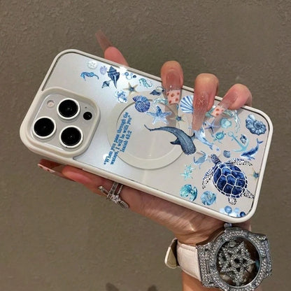 Fashionable Magnetic Protective Case With Blue Whale Shark Bible, Ultra-Thin And Shockproof, A Cute Choice For Girls. For IPhone 17, 17 Air, 17 Pro, 17 Pro Max, 16, 15, 14 Pro Max, 13, 12, 11 Plus, An