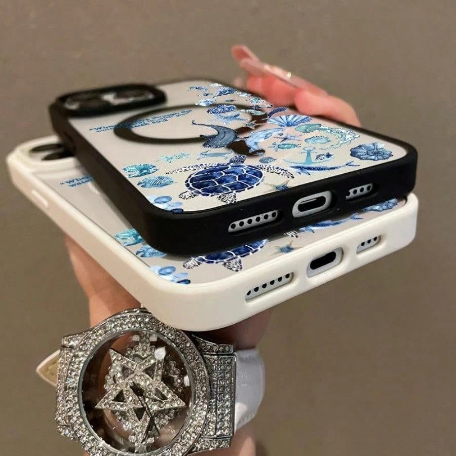 Fashionable Magnetic Protective Case With Blue Whale Shark Bible, Ultra-Thin And Shockproof, A Cute Choice For Girls. For IPhone 17, 17 Air, 17 Pro, 17 Pro Max, 16, 15, 14 Pro Max, 13, 12, 11 Plus, An