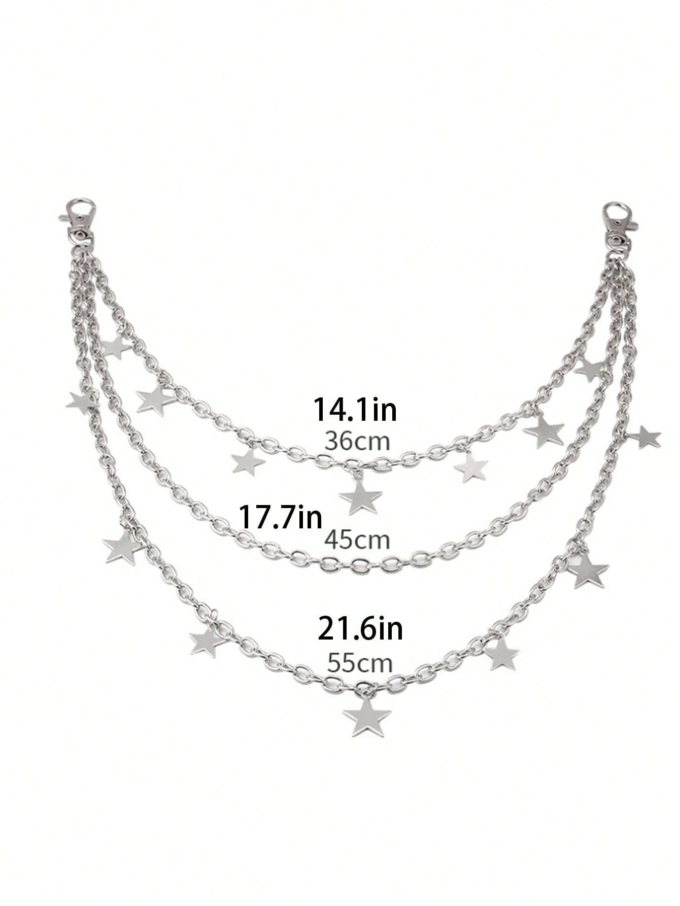 Fashionable Pentagram Pendant Chain, Unisex Punk Rock Jeans Waist Chain