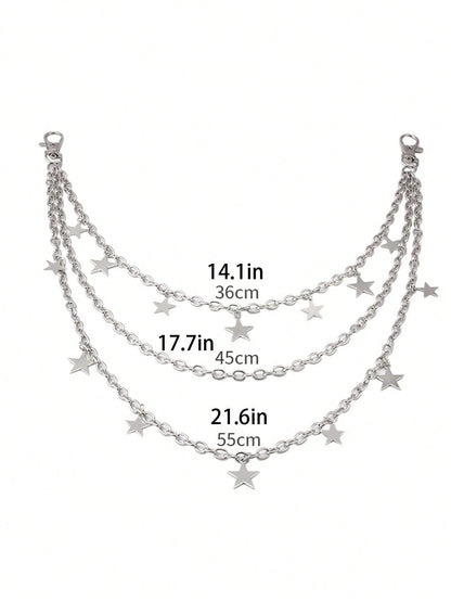 Fashionable Pentagram Pendant Chain, Unisex Punk Rock Jeans Waist Chain