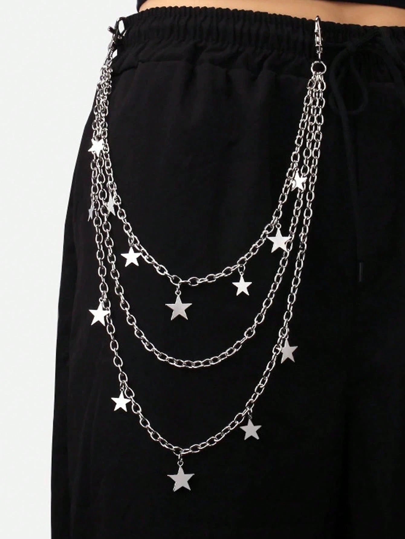 Fashionable Pentagram Pendant Chain, Unisex Punk Rock Jeans Waist Chain