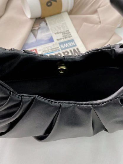 Fashionable Solid Color Cloud-Like Ruched Ladies Shoulder Bag, Multi-Purpose Handbag