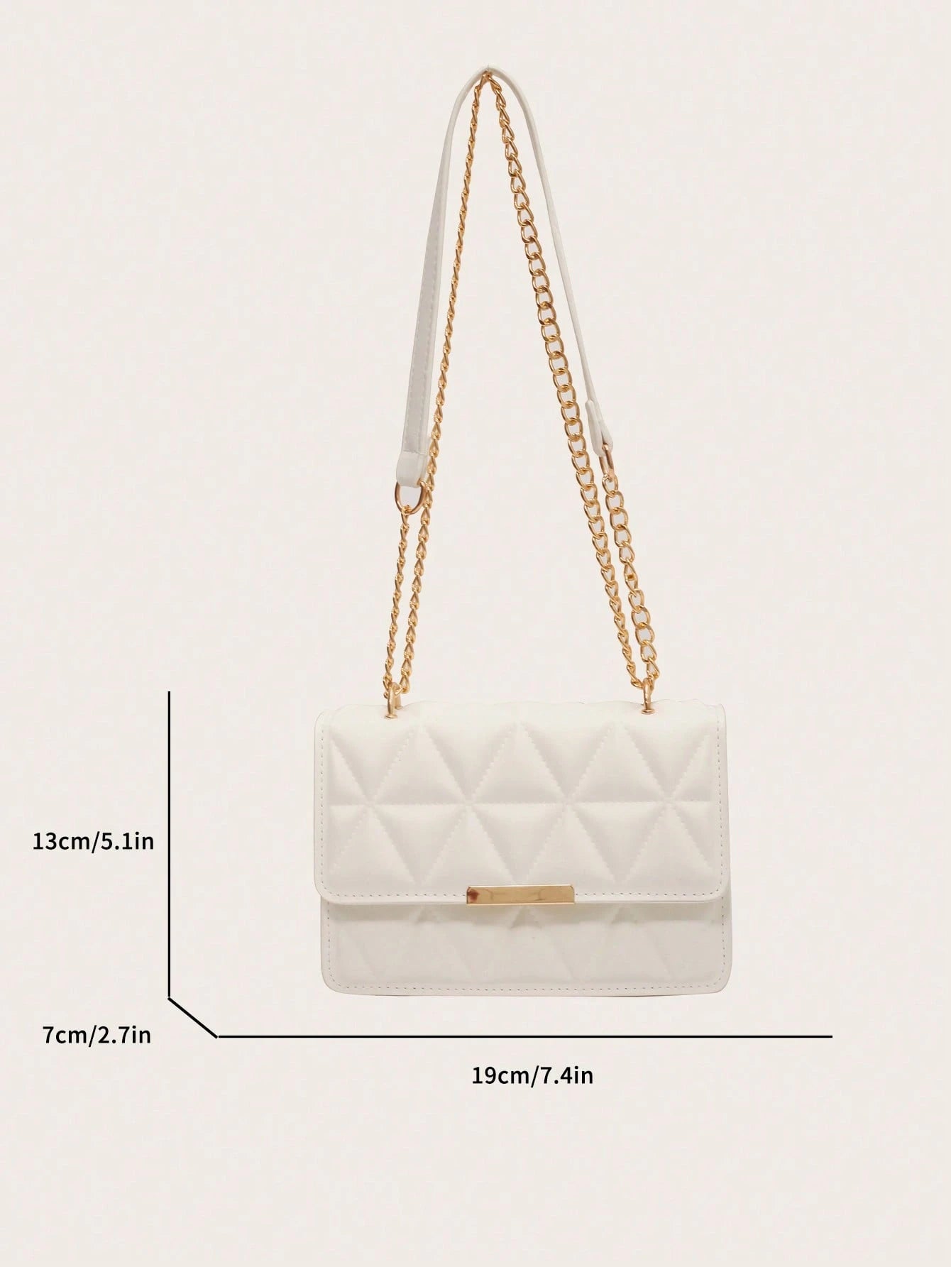 Fashionable Solid Color Embossed Chain Shoulder Bag, Minimalist & Practical Multifunction