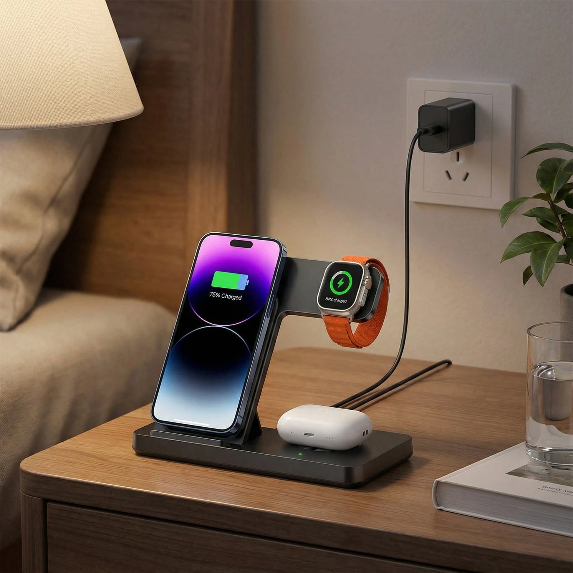 Fast Charging 3-In-1 Wireless Charging Stand, 15W 3-In-1 Wireless Charging Station For Phone, Watch, And Earbuds Compatible With IPhone 17/16/15/14/13/12/11/Pro/Max/XS/XR/X/8/Plus, 11/10/9/8/7/6/5/4/3