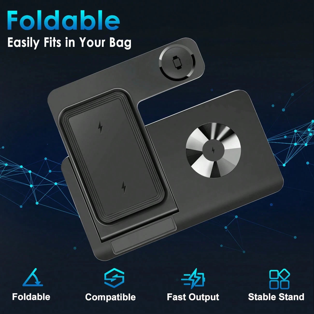 Fast Charging 3-In-1 Wireless Charging Stand, 15W 3-In-1 Wireless Charging Station For Phone, Watch, And Earbuds Compatible With IPhone 17/16/15/14/13/12/11/Pro/Max/XS/XR/X/8/Plus, 11/10/9/8/7/6/5/4/3