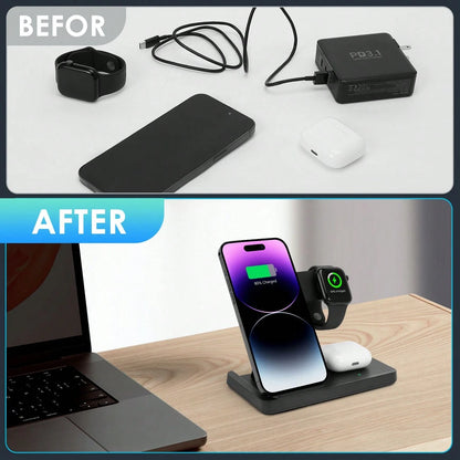 Fast Charging 3-In-1 Wireless Charging Stand, 15W 3-In-1 Wireless Charging Station For Phone, Watch, And Earbuds Compatible With IPhone 17/16/15/14/13/12/11/Pro/Max/XS/XR/X/8/Plus, 11/10/9/8/7/6/5/4/3