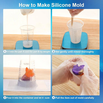 [Fast-Curing Silicone Mold Kit] 16oz/32oz Fast-Curing Liquid Rubber DIY Silicone Mold Kit- 1:1 Mixing Ratio For Casting Resin, Candles & Soaps