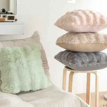 Faux Rabbit Fur Bubble Throw Pillow Cover Double Side Thick Plush Dense Fuzzy Decorative Cushion Covers For Couch Bedroom
