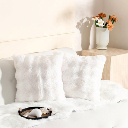 Faux Rabbit Fur Bubble Throw Pillow Cover Double Side Thick Plush Dense Fuzzy Decorative Cushion Covers For Couch Bedroom