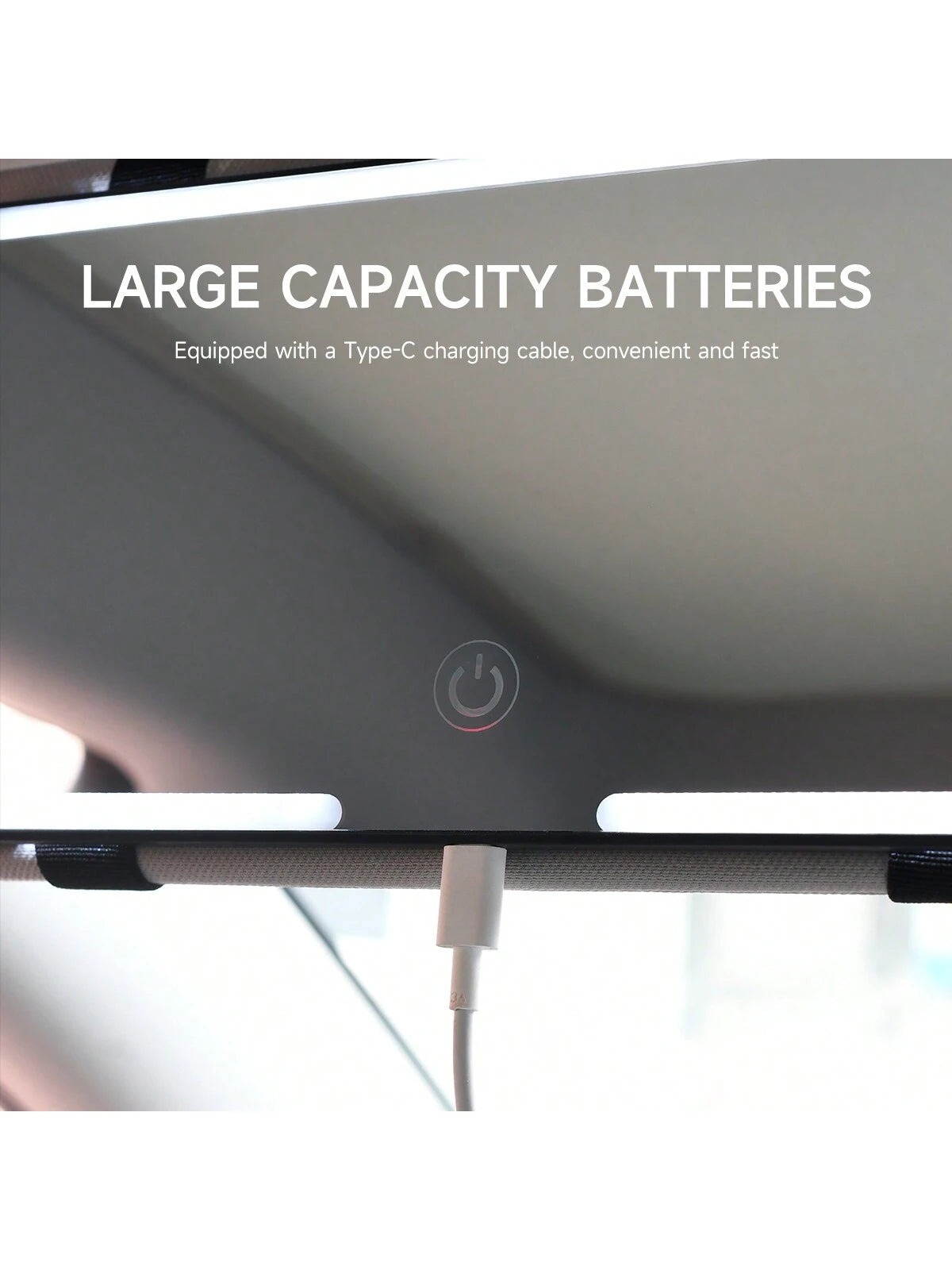 Fccemc Ultra Thin LED Car Makeup HD Mirror Sunshade Makeup Hanging Mirror USB Charge Sun Visor Dimmable Touchscreen Auto Interior Vanity Mirror For Women