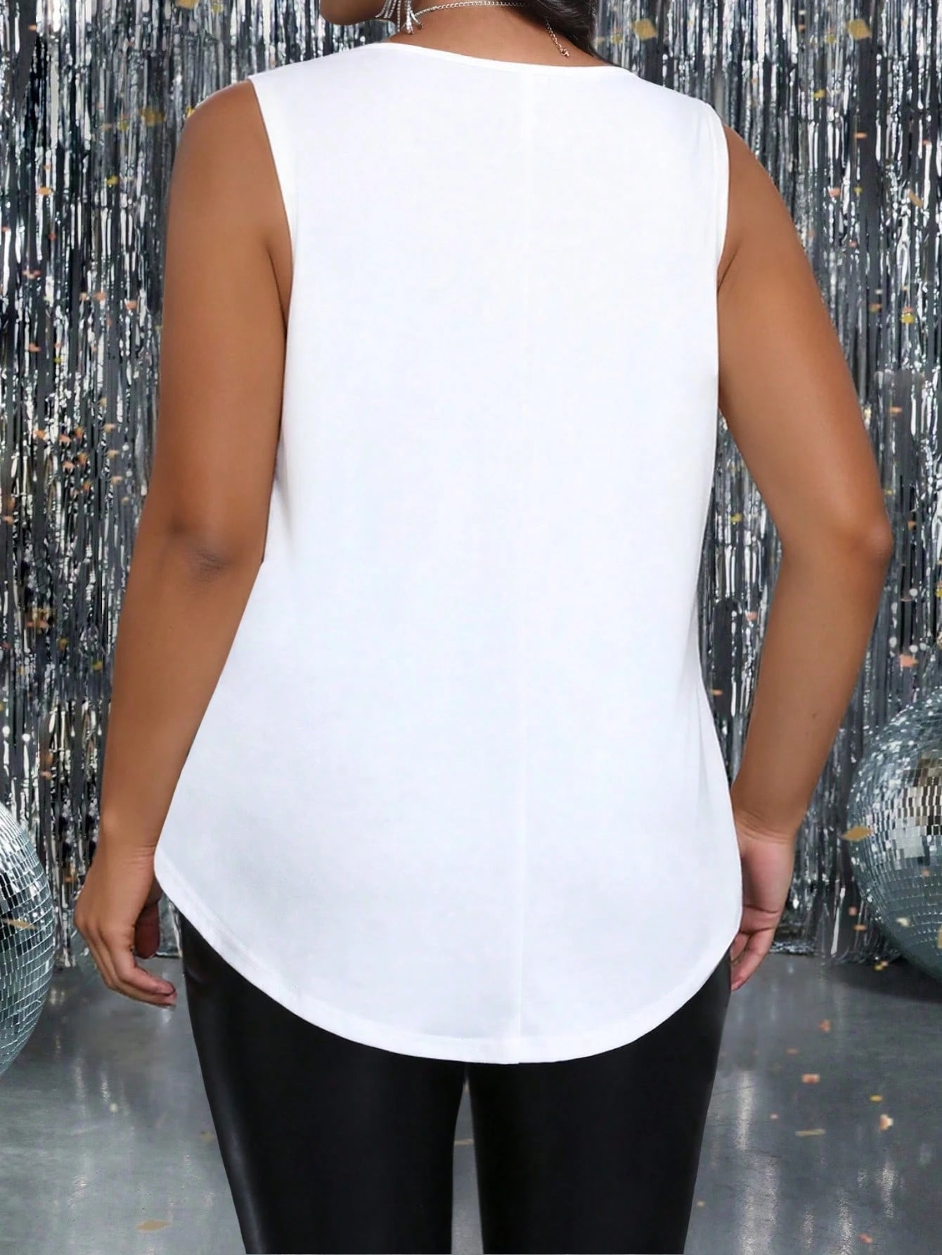 Femmeverse Women Versatile Waist Cinching Ruffle Collar Knit Tank Top