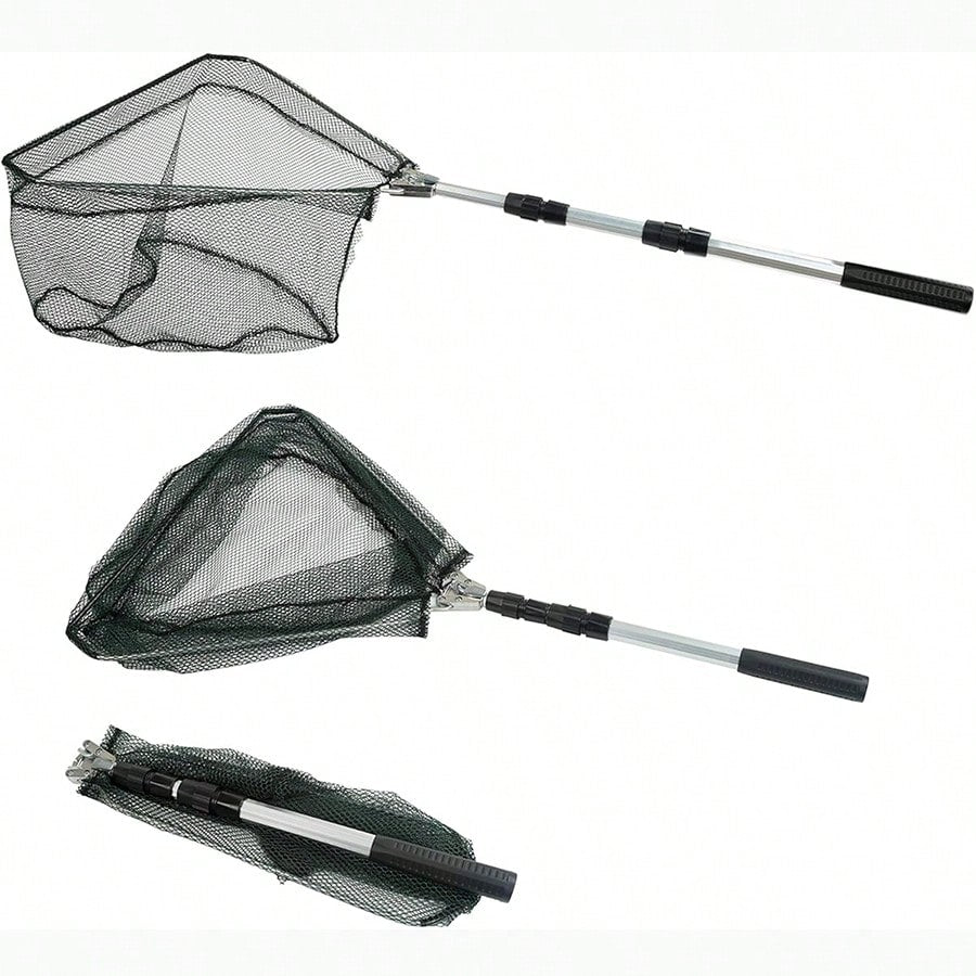 Fishing Net, Fishing Net With Aluminum Foldable Telescopic Fishing Rod Handle And Nylon Net, Suitable For Small Fishing Landing Nets In Saltwater And Freshwater, Children, Men, Women, Can Be Extended