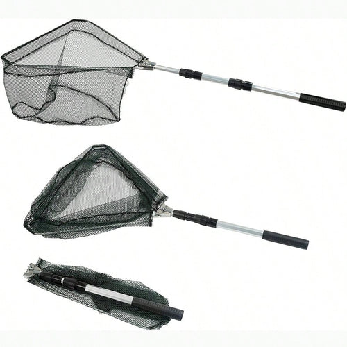 Fishing Net, Fishing Net With Aluminum Foldable Telescopic Fishing Rod Handle And Nylon Net, Suitable For Small Fishing Landing Nets In Saltwater And Freshwater, Children, Men, Women, Can Be Extended