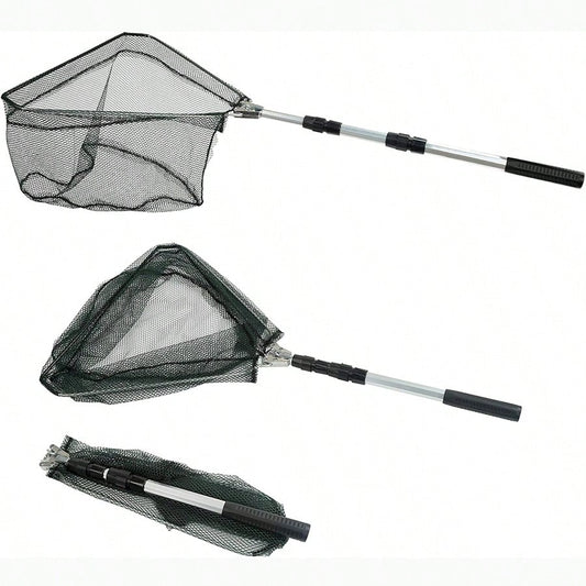 Fishing Net, Fishing Net With Aluminum Foldable Telescopic Fishing Rod Handle And Nylon Net, Suitable For Small Fishing Landing Nets In Saltwater And Freshwater, Children, Men, Women, Can Be Extended