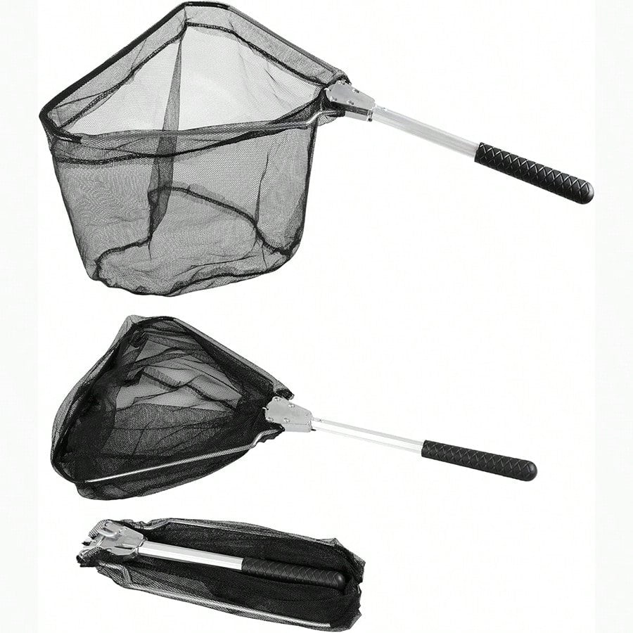 Fishing Net, Fishing Net With Aluminum Foldable Telescopic Fishing Rod Handle And Nylon Net, Suitable For Small Fishing Landing Nets In Saltwater And Freshwater, Children, Men, Women, Can Be Extended