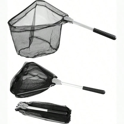 Fishing Net, Fishing Net With Aluminum Foldable Telescopic Fishing Rod Handle And Nylon Net, Suitable For Small Fishing Landing Nets In Saltwater And Freshwater, Children, Men, Women, Can Be Extended