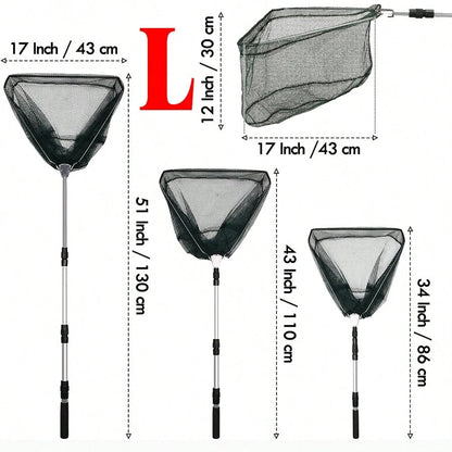 Fishing Net, Fishing Net With Aluminum Foldable Telescopic Fishing Rod Handle And Nylon Net, Suitable For Small Fishing Landing Nets In Saltwater And Freshwater, Children, Men, Women, Can Be Extended