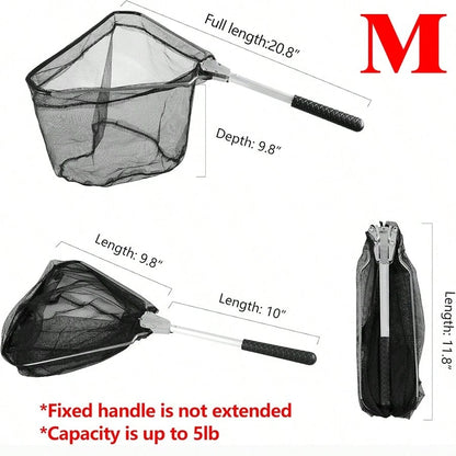 Fishing Net, Fishing Net With Aluminum Foldable Telescopic Fishing Rod Handle And Nylon Net, Suitable For Small Fishing Landing Nets In Saltwater And Freshwater, Children, Men, Women, Can Be Extended