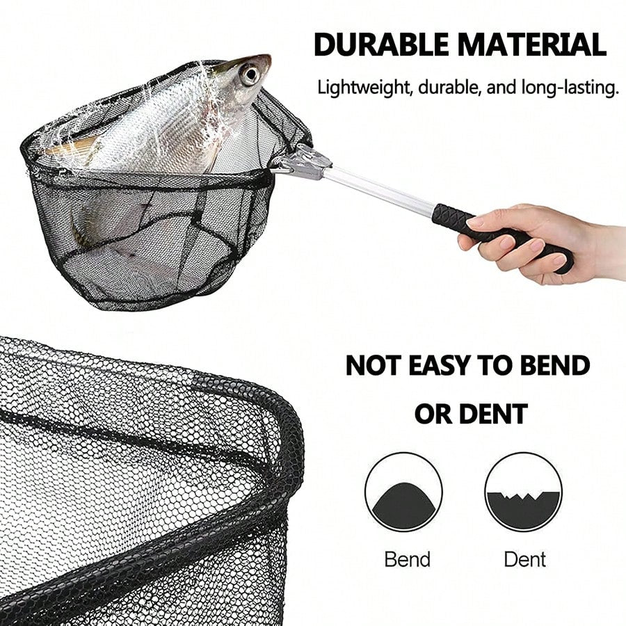 Fishing Net, Fishing Net With Aluminum Foldable Telescopic Fishing Rod Handle And Nylon Net, Suitable For Small Fishing Landing Nets In Saltwater And Freshwater, Children, Men, Women, Can Be Extended
