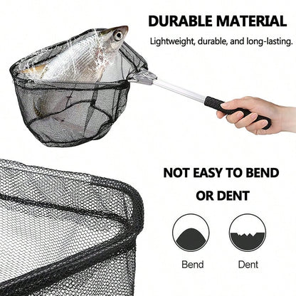 Fishing Net, Fishing Net With Aluminum Foldable Telescopic Fishing Rod Handle And Nylon Net, Suitable For Small Fishing Landing Nets In Saltwater And Freshwater, Children, Men, Women, Can Be Extended