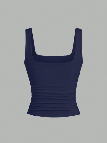 Flirla 3pcs Pack Plus Size Women's Solid Color Pleated Camisole