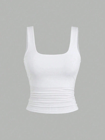 Flirla 3pcs Pack Plus Size Women's Solid Color Pleated Camisole