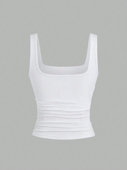 Flirla 3pcs Pack Plus Size Women's Solid Color Pleated Camisole