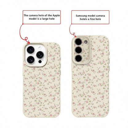 Floral Element Fashion Phone Cases Flower 1pc TPU Material Elegant Pink Rose Full Screen Pattern Phone Case Compatible With IPhone 17 Pro Max/17/16 Pro Max/15/13/12/11, S20 FE/A15/S24/A55, Compatible