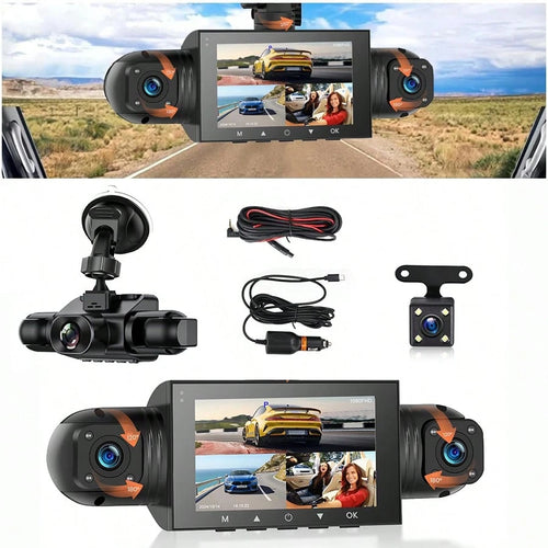 FLYANT Driving Recorder With 1080 High-Definition Front And Rear, Screen For Loop Recording, Dual & 4-Channel Driving Recorder, Super Night Vision, 24-Hour Parking Monitoring, C-Type, Wide Dynamic Ra