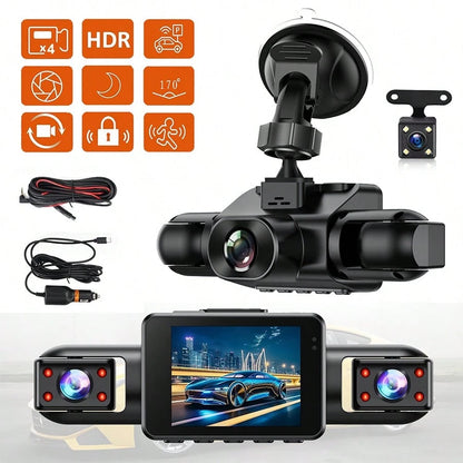 FLYANT Driving Recorder With 1080 High-Definition Front And Rear, Screen For Loop Recording, Dual & 4-Channel Driving Recorder, Super Night Vision, 24-Hour Parking Monitoring, C-Type, Wide Dynamic Ra