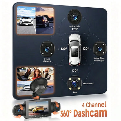 FLYANT Driving Recorder With 1080 High-Definition Front And Rear, Screen For Loop Recording, Dual & 4-Channel Driving Recorder, Super Night Vision, 24-Hour Parking Monitoring, C-Type, Wide Dynamic Ra