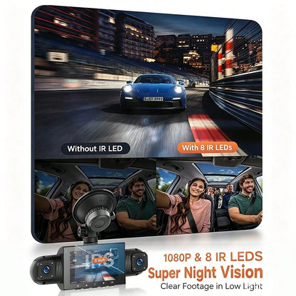 FLYANT Driving Recorder With 1080 High-Definition Front And Rear, Screen For Loop Recording, Dual & 4-Channel Driving Recorder, Super Night Vision, 24-Hour Parking Monitoring, C-Type, Wide Dynamic Ra